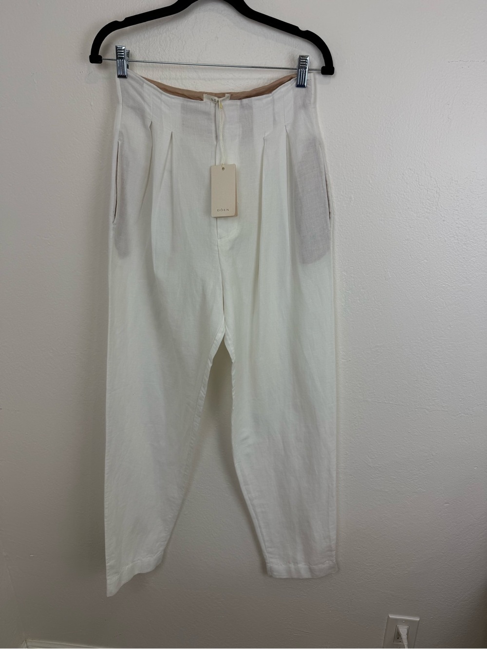 DÔEN Louvre Linen Cotton Pants Salt Size 6 NWT Coastal Quiet Luxury - Picture 4 of 10